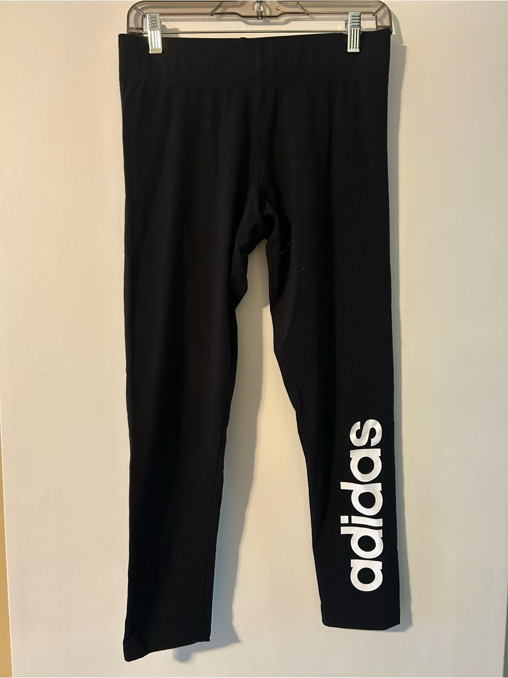 adidas Black Leggings with White Side Logo